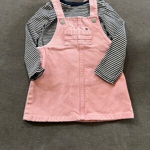 Tommy Hilfiger Pink Jumper Dress with Striped Shirt